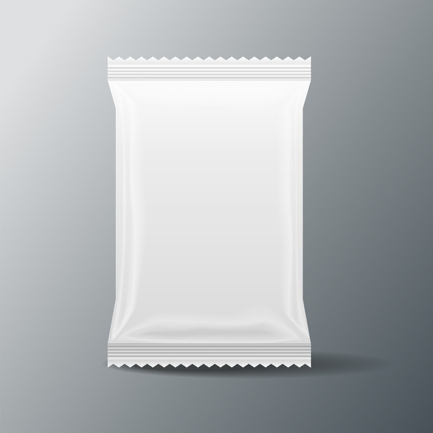 Saco de comida branco em branco Embalagem, 3 D, vetor
 - Vetor, Imagem