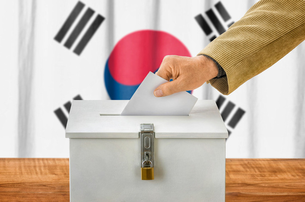 Uomo che vota in una urna - Corea del Sud
 - Foto, immagini