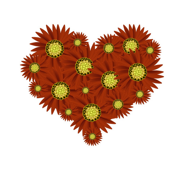 Beautiful Red Sunflower in A Heart Shape - Вектор, зображення