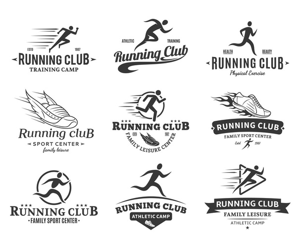 Running Club Logo, iconen en ontwerpelementen - Vector, afbeelding