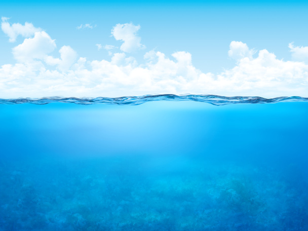 wodnej i podwodne tło - Zdjęcie, obraz
