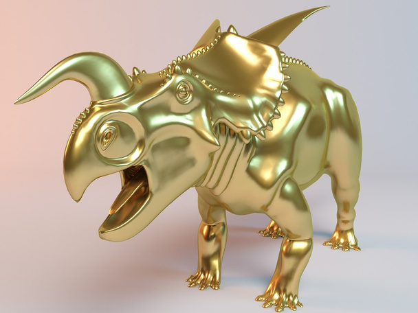 Χρυσή 3d ζώο (Einiosaurus) - Φωτογραφία, εικόνα