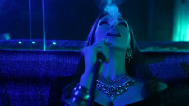 Night Party, Nightlife. Beautiful Sexy Woman Relax in the chill-out in a Nightclub - Footage, Video
