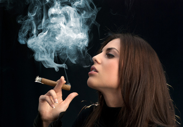 Miss Sexy Cigar Smoker - 写真・画像