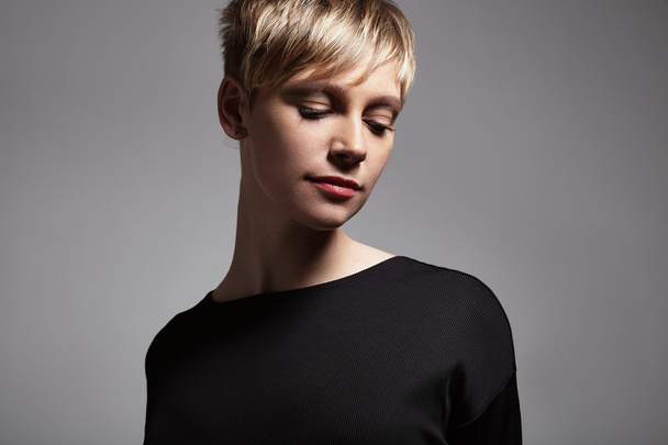 blond woman with short hair - Photo, Image