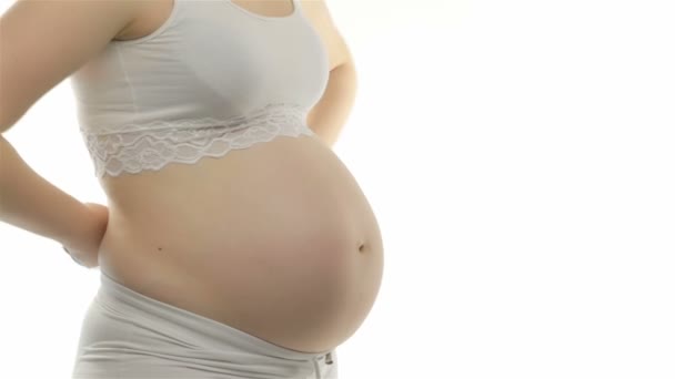 kobieta w ciąży pomiar brzucha - Materiał filmowy, wideo