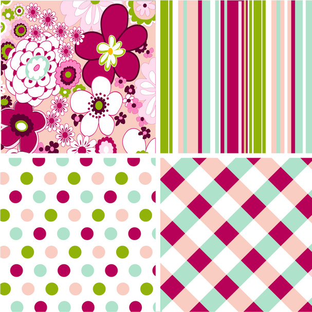 Seamless patterns with fabric texture - Вектор, зображення