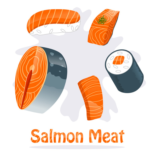 свежее мясо лосося - Вектор,изображение