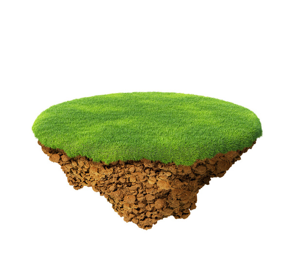 kleine feine Insel - Planet. ein Stück Land in der Luft. Leerer Rasen. detaillierter Boden in der Basis. als Hintergrund für Ihr Konzept zu verwenden - Foto, Bild
