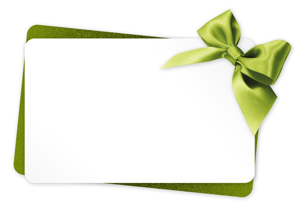 gift card con fiocco a nastro verde isolato su sfondo bianco
 - Foto, immagini