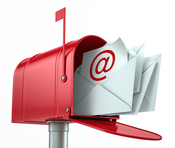 Boîte aux lettres rouge avec lettres
 - Photo, image