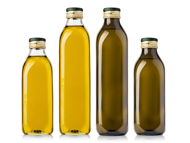 Set van olijfolie flessen  - Foto, afbeelding