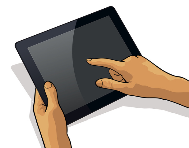 Tablet PC touch of a finger - Vector, Image