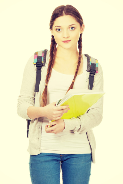 Teenager girl with school backpack. - Фото, зображення