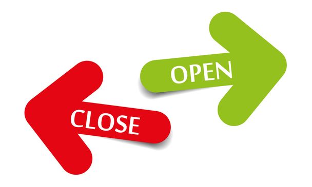 Open and Close two arrows with shadow on white background - Vector, Imagen