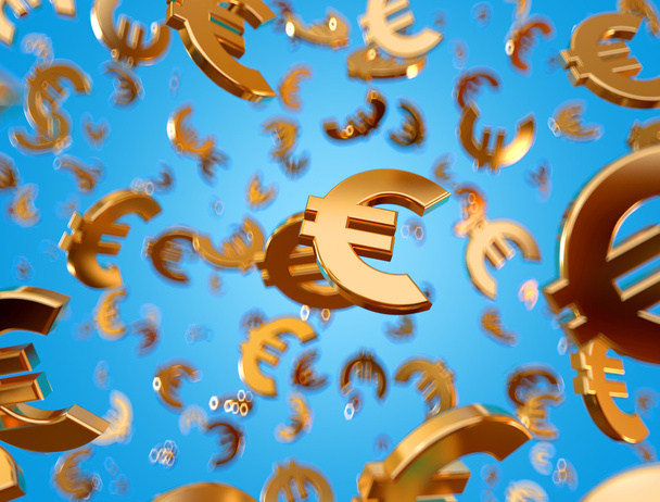 Zlaté znamení euro prší. - Fotografie, Obrázek