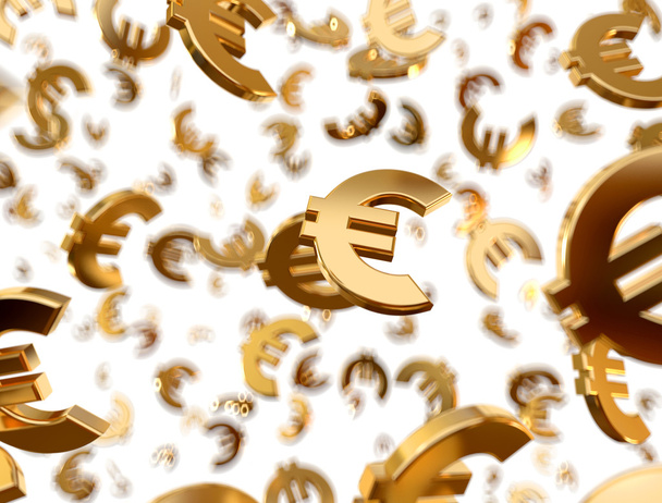 Goldene Euro-Zeichen regnen. - Foto, Bild