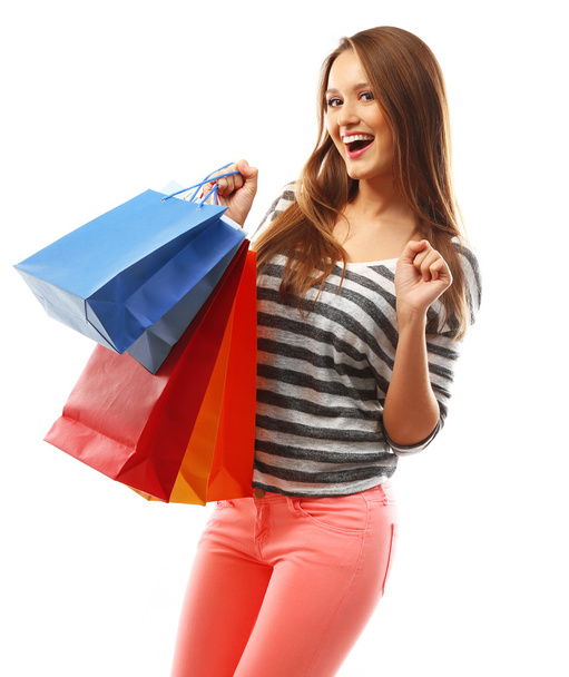 woman with shopping package  - Zdjęcie, obraz