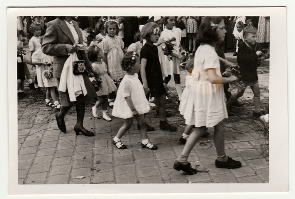 Vintage photo of religious (catholic) celebration, circa 1943. - 写真・画像