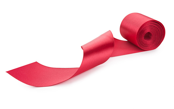 Design element. Red ribbon isolated on white - Fotografie, Obrázek