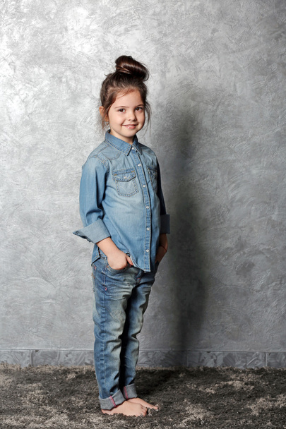 Portrait of little fashion kid girl - Fotoğraf, Görsel