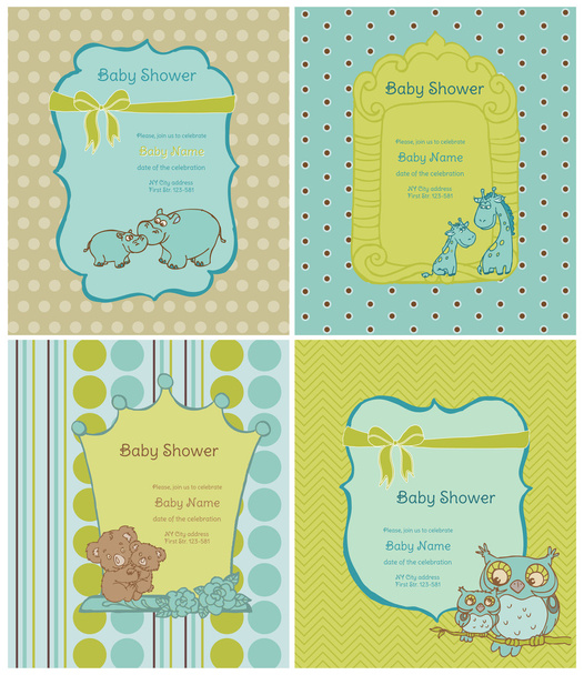 Set of Baby Shower Cards with place for your text in vector - ベクター画像