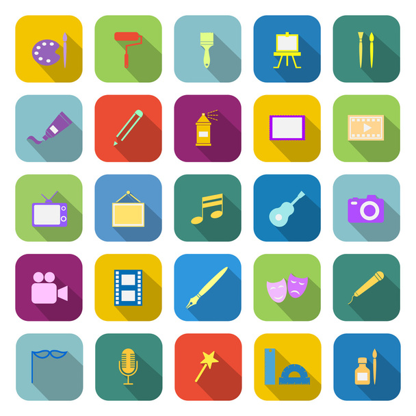 Art color icons with long shadow - Vector, Image
