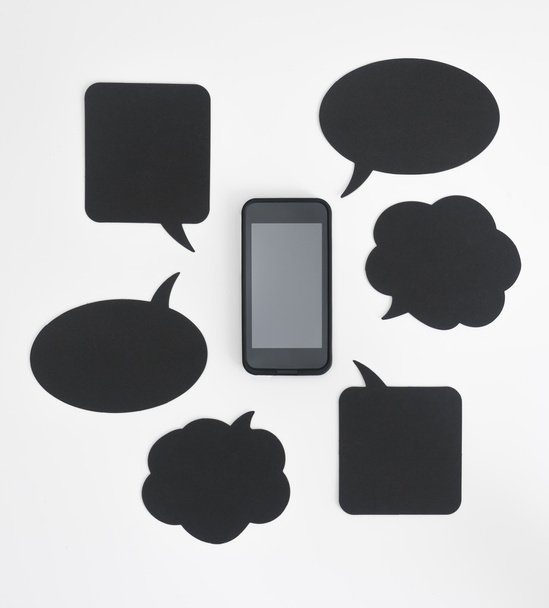 Smartphone και ομιλία φυσαλίδες με copyspace - Φωτογραφία, εικόνα