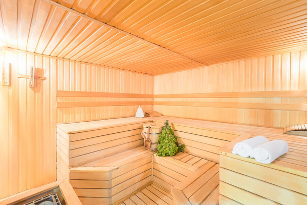 Photo Interior empty of sauna in light colors - Foto, Imagem