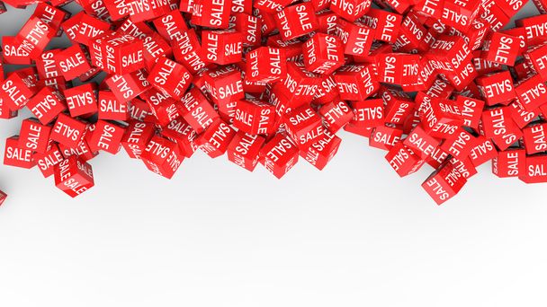 3D rote Verkaufswürfel Hintergrund - Foto, Bild