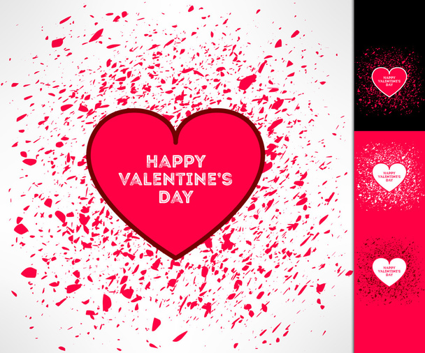 グランジ背景ベクトル バレンタイン ハートのセット。愛とロマンスのデザイン要素 - ベクター画像