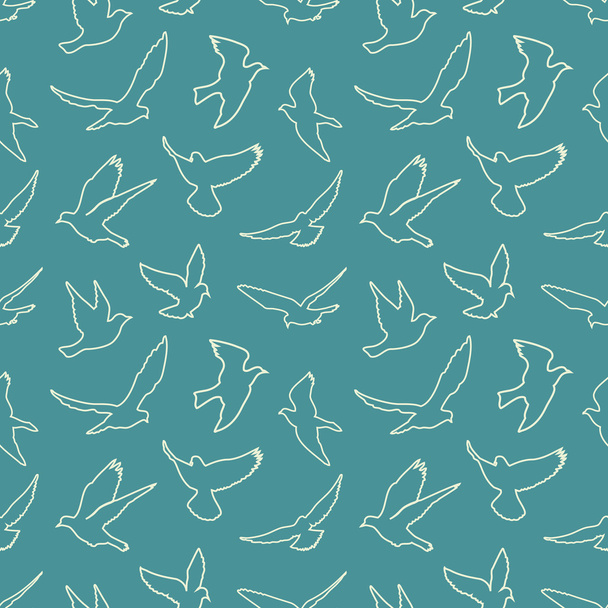 Силуэты летающих птиц
 - Вектор,изображение