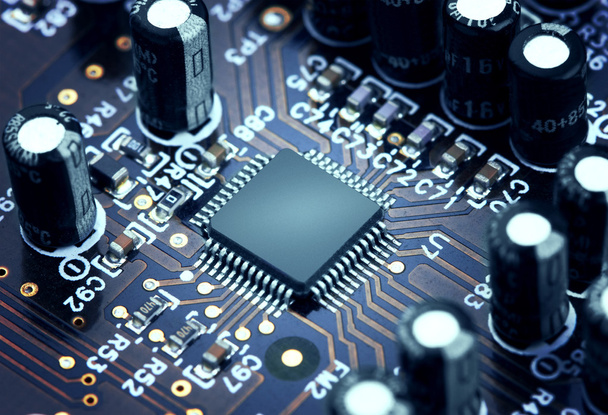 Electronic circuit board with processor - Photo, Image