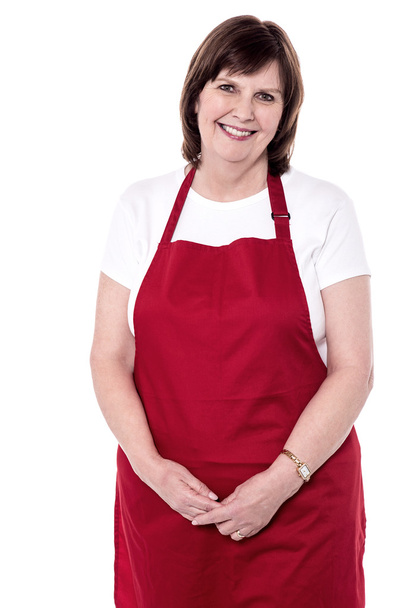 Smiling female chef in apron - Foto, Imagem