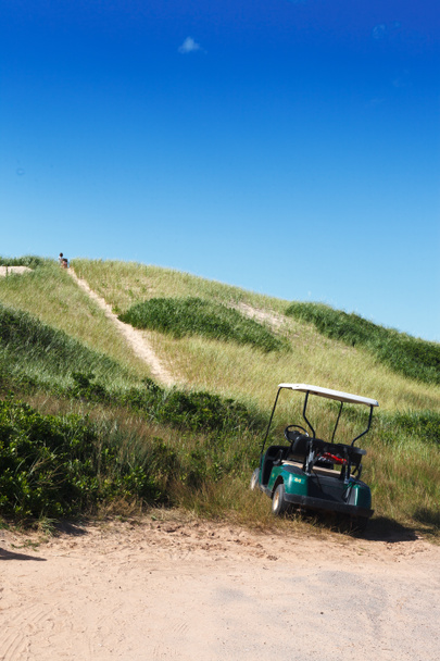 Carro de golf estacionado en el campo de golf
 - Foto, imagen