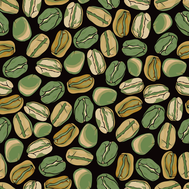 green coffee beans seamless background, vector - Vector, Image