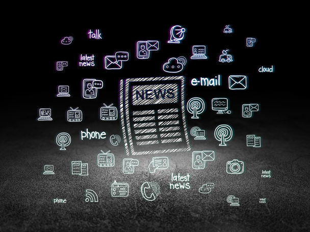 News concept: Newspaper in grunge dark room - Foto, Bild