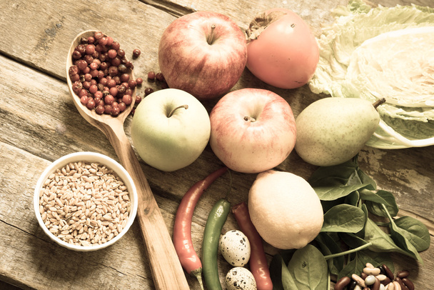 Healthy food on a wooden background  - Photo, Image