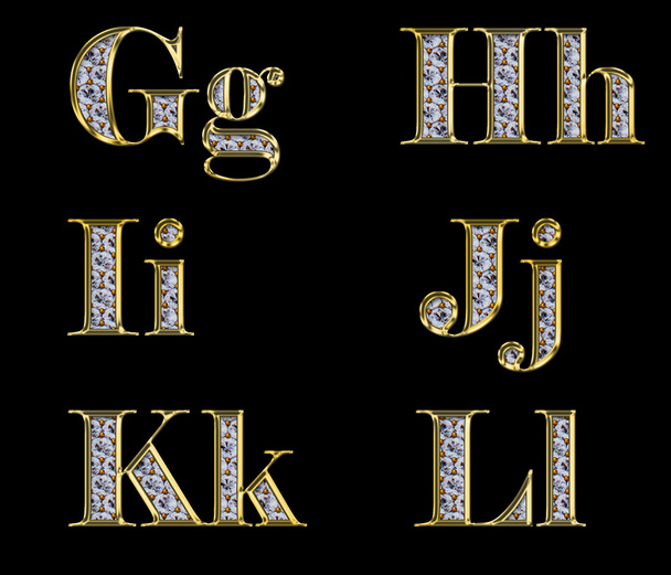 Golden alphabet with diamonds - Photo, Image
