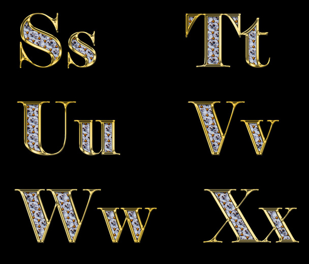 Золотой алфавит с алмазами
 - Фото, изображение