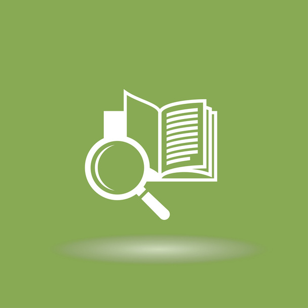 Book with magnifying glass icon - Вектор,изображение