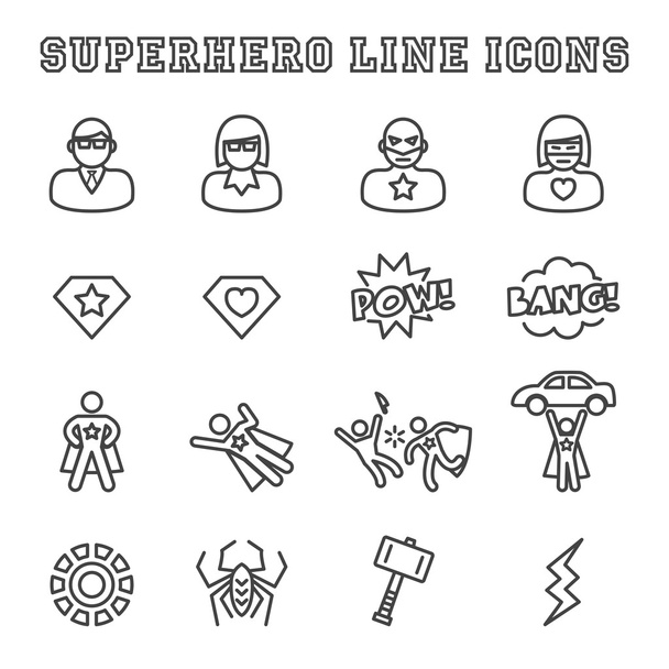 superbohater linii ikony - Wektor, obraz