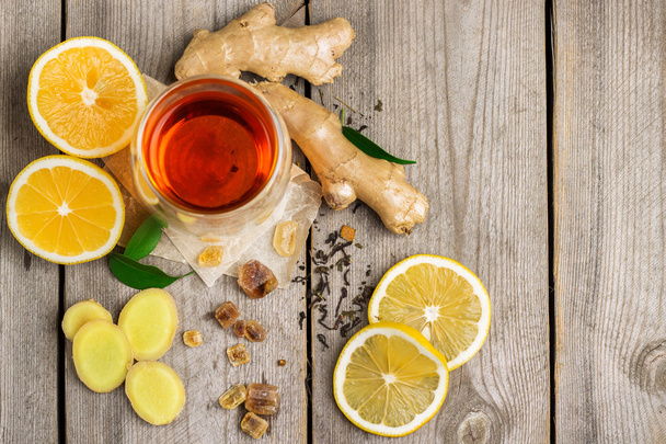Ginger tea and ingredients - Photo, Image