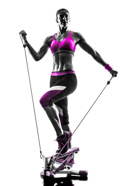 woman fitness stepper silhouette - Zdjęcie, obraz