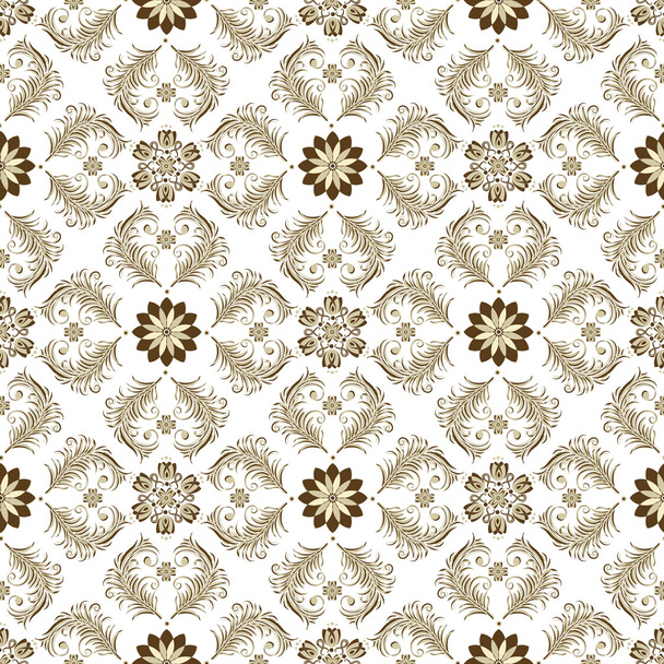 Seamless brown-white vintage pattern - Vector, afbeelding