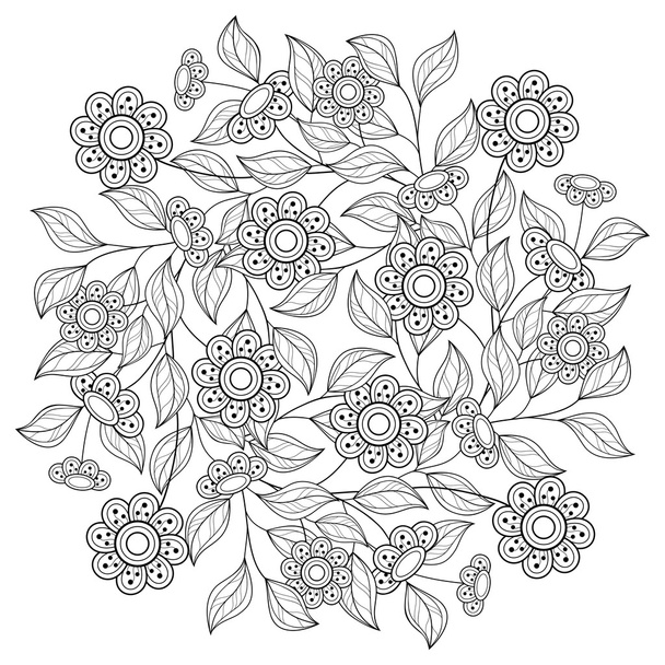 Abstract Monochrome Floral Background - Vector, afbeelding