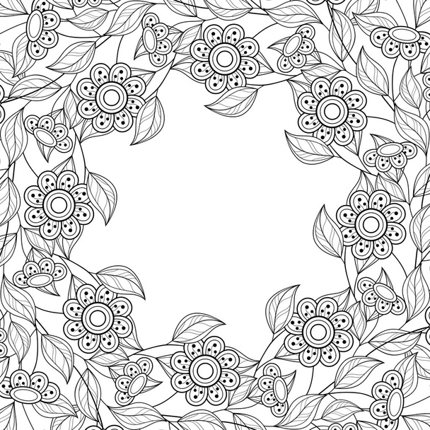 Abstract Monochrome Floral Background - Διάνυσμα, εικόνα