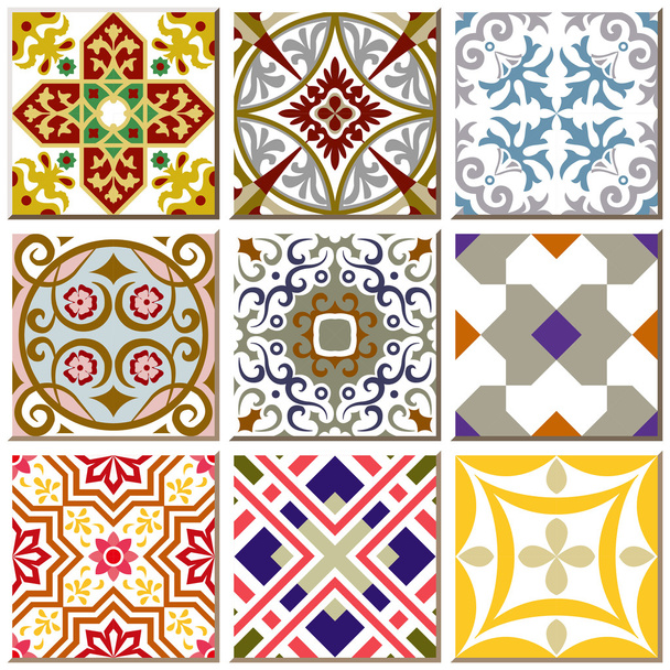 Vintage retro ceramic tile pattern set collection 005 - Διάνυσμα, εικόνα