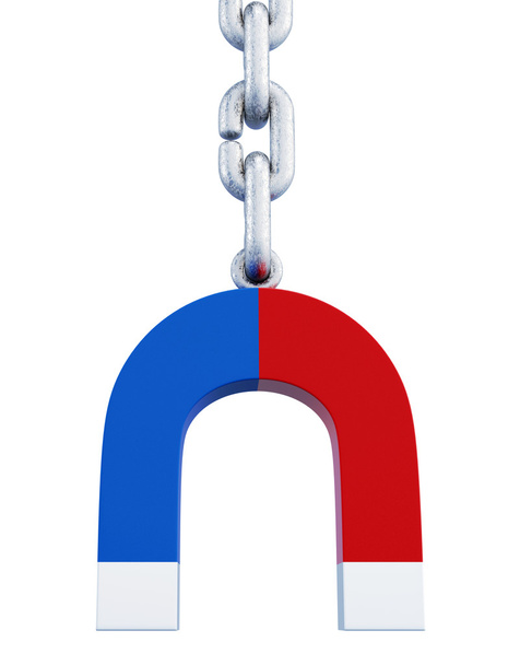 Magnet suspended on a chain. 3d. - Photo, Image