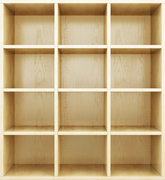 Empty wooden shelves. 3d render image. - Photo, Image